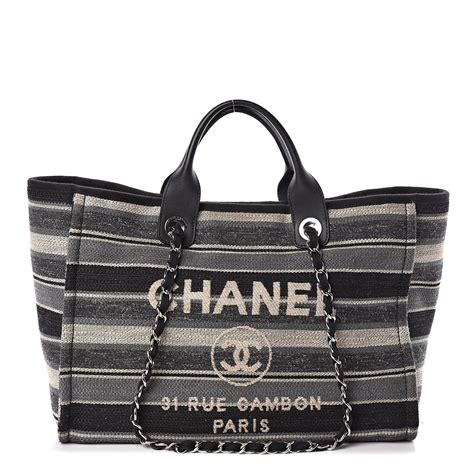 chanel deauville stripe|Chanel deauville tote for sale.